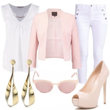 Outfit Bianco e rosa