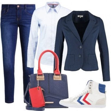 Outfit Blu con rosso