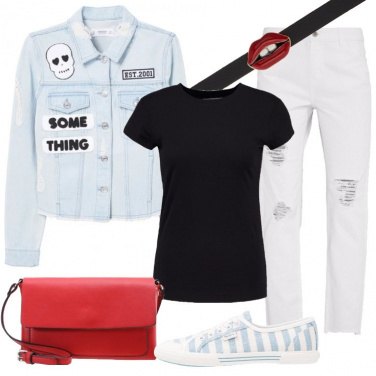 Outfit Giacca in jeans con patch