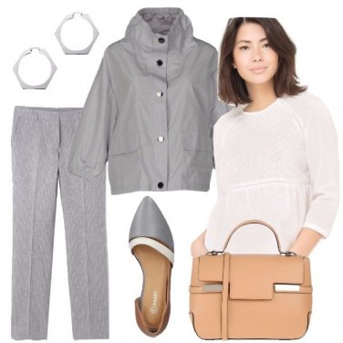 Outfit Chic in bianco e grigio