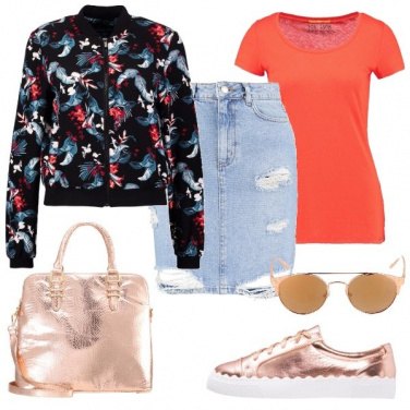 Outfit Il bomber con la gonna in jeans