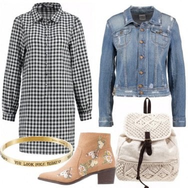 Outfit Quadretti e denim