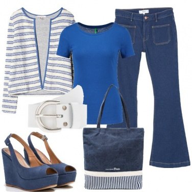 Outfit Denim e righe