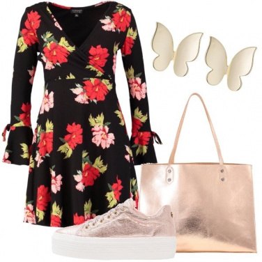 Outfit Nero a fiori sgargianti