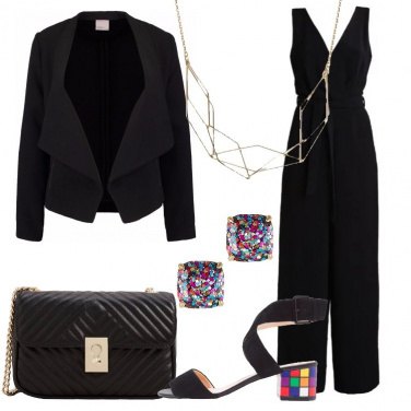 Outfit Nero e tocchi di colore