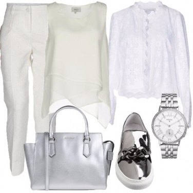 Outfit Bianco con un tocco silver