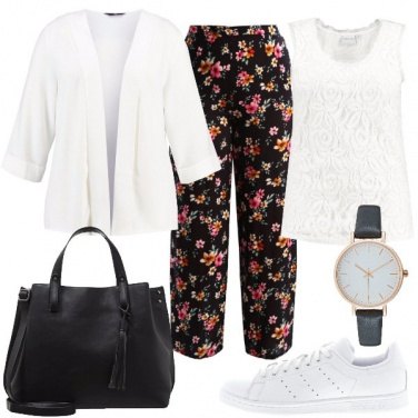 Outfit Bianco e nero fiorito