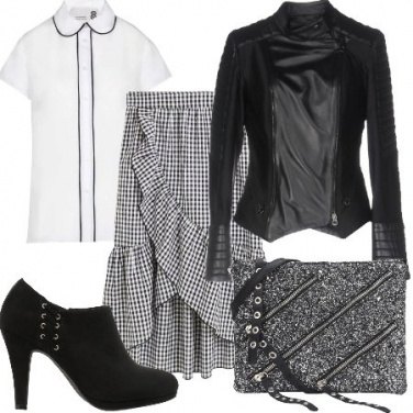 Outfit Vichy e pelle
