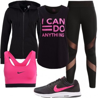 Outfit Sport in nero e rosa