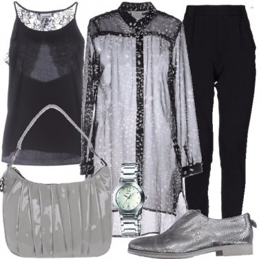 Outfit La camicia lunga a microfantasia