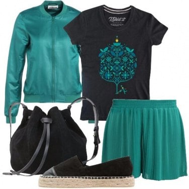 Outfit Nero e petrolio