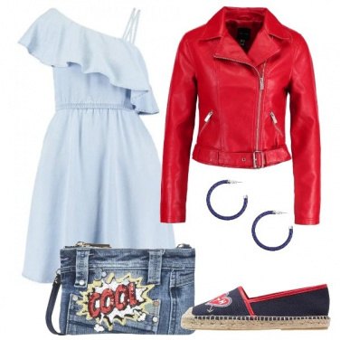 Outfit Denim e rosso