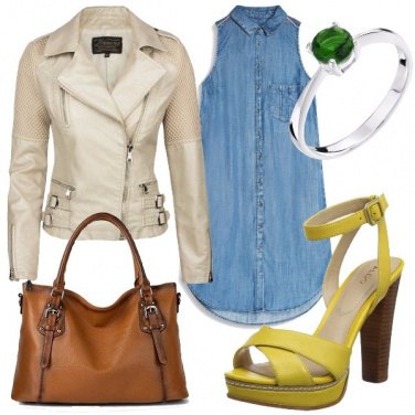 Outfit In denim e cuoio