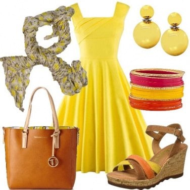 Outfit Giallo e cuoio