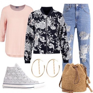 Outfit Bomber fiorato