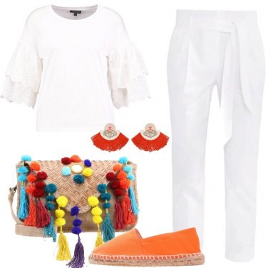 Outfit Bianco e arancione