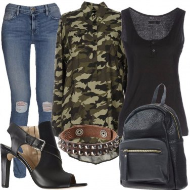 Outfit Tra pelle e comouflage