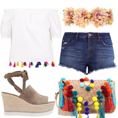 Outfit Fiori e pon pon