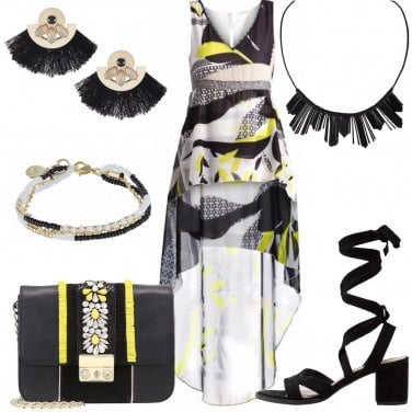 Outfit Cerimonia in giallo e nero