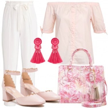 Outfit Rosa e bianco