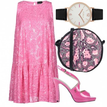 vestito paillettes rosa