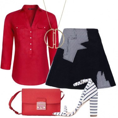 Outfit Rosso e denim indaco