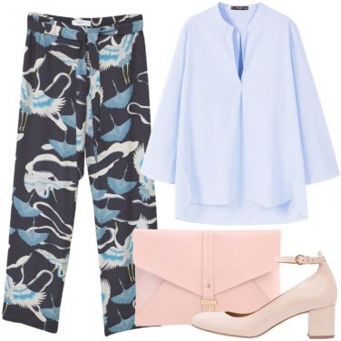 Outfit Celeste e rosa