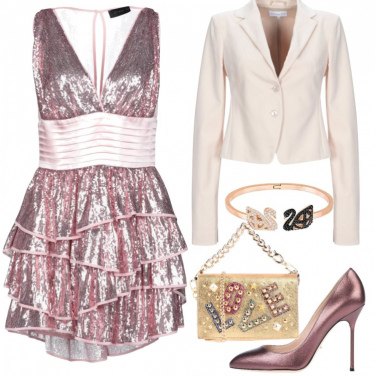 vestito paillettes rosa