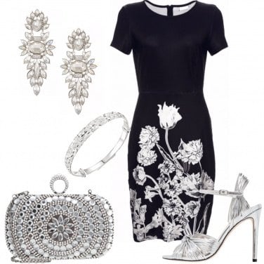 Outfit Nero, bianco e argento