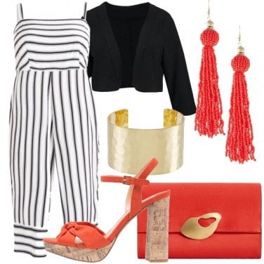 Outfit Righe e corallo