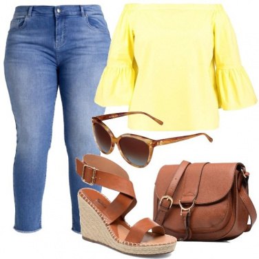Outfit Giallo e cuoio