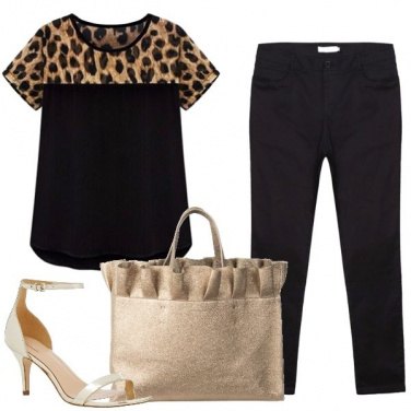 Outfit Una t-shirt leopardata