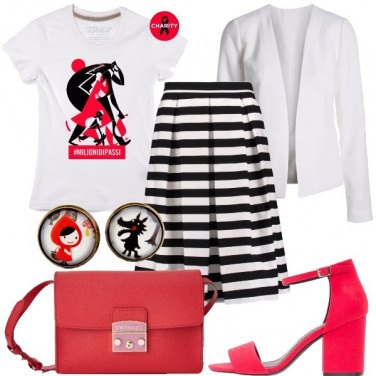 Outfit Rosso, bianco e nero