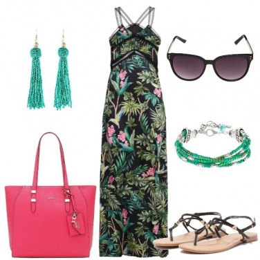 Outfit L\' abito in fantasia tropicale