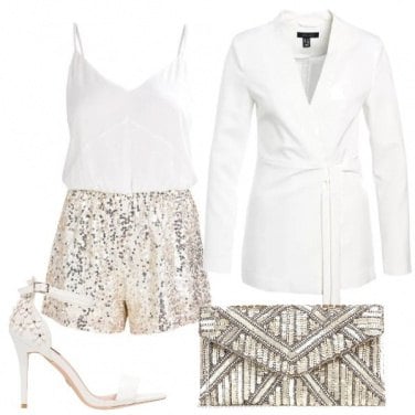 Outfit Bianco e paillettes