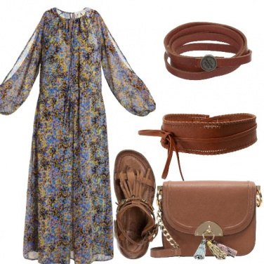 Outfit Floreale e cognac