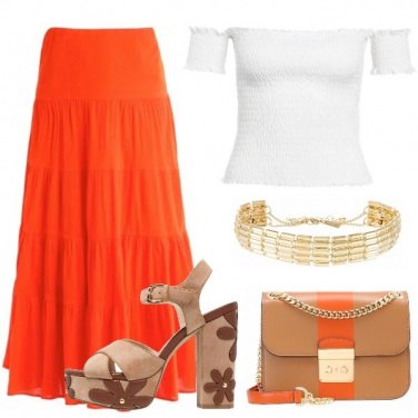 Outfit Maxi gonna arancione
