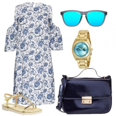 Outfit Tocchi di oro sul blu