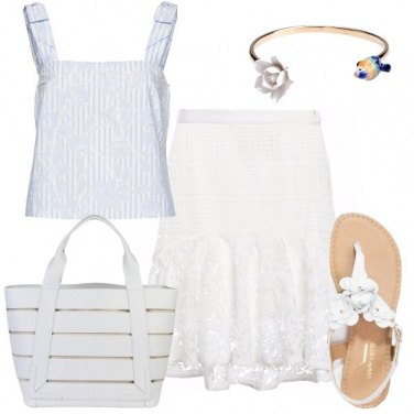 Outfit Romantica in bianco e azzurro