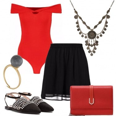 Outfit Il body rosso