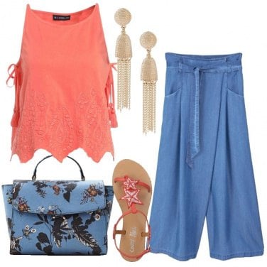 Outfit Jeans e corallo