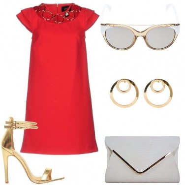 Outfit Rosso oro e bianco