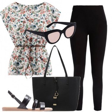 Outfit Nero e fiori
