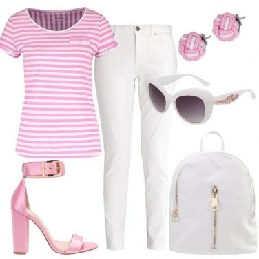 Outfit In bianco e rosa