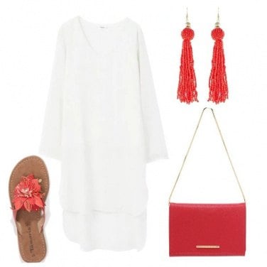 Outfit Bianco, rosso e spiaggia