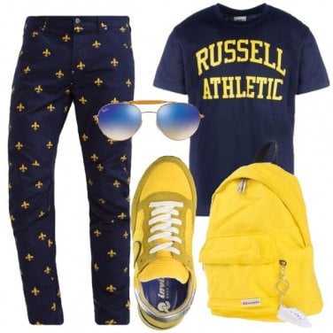 Outfit Equilibrio in blu e giallo