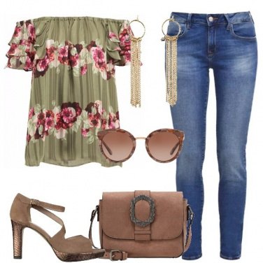 Outfit La blusa a righe e fiori