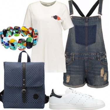 Outfit Salopette corta jeans