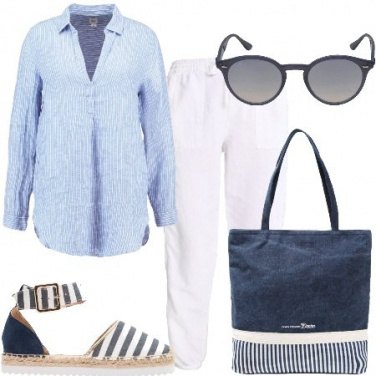 Outfit Lino e righe