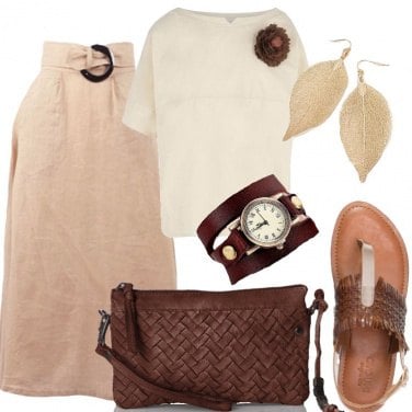 Outfit Gonne in lino e cuoio vintage